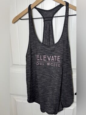Lululemon Tank Elevate Your World Pink Graphic Scalloped Hem